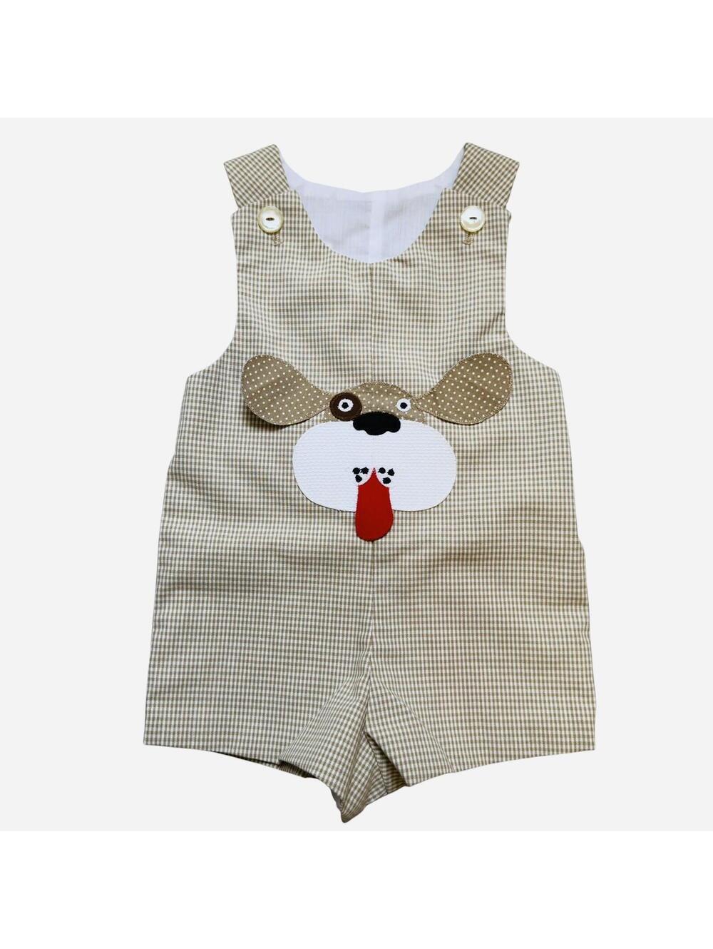 VTG Chocolate Soup Puppy Romper Jon Jon 12-18 M MINT Deadstock Rare Gingham NEW